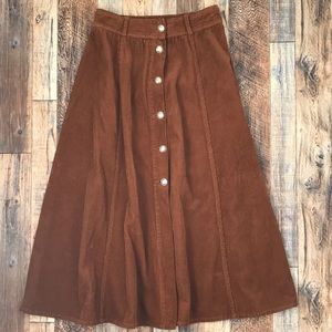Zara Corduroy Midi Skirt